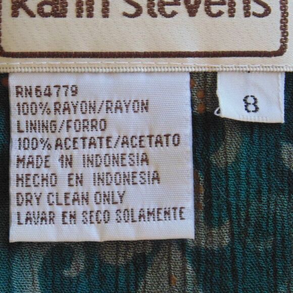 Karin Stevens Dress Set, 8, 2 pc, Cropped Jacket, Green/Tan Baroque print - Picture 14 of 15